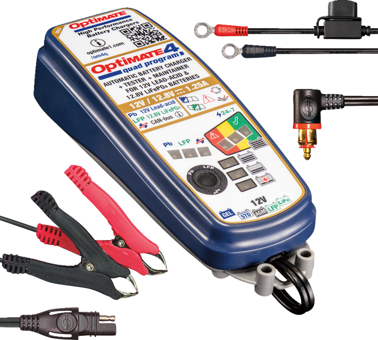 TECMATE Battery Charger/Maintainer - OptiMate* 4 - Quad Program - Premium TM631PR