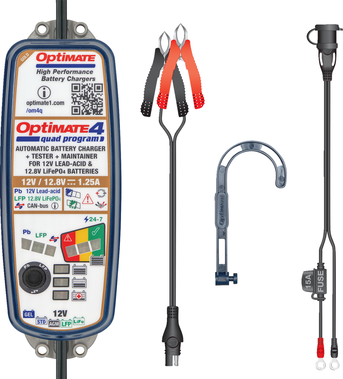 TECMATE Battery Charger/Maintainer - OptiMate* 4 - Quad Program TM631 - Image 2