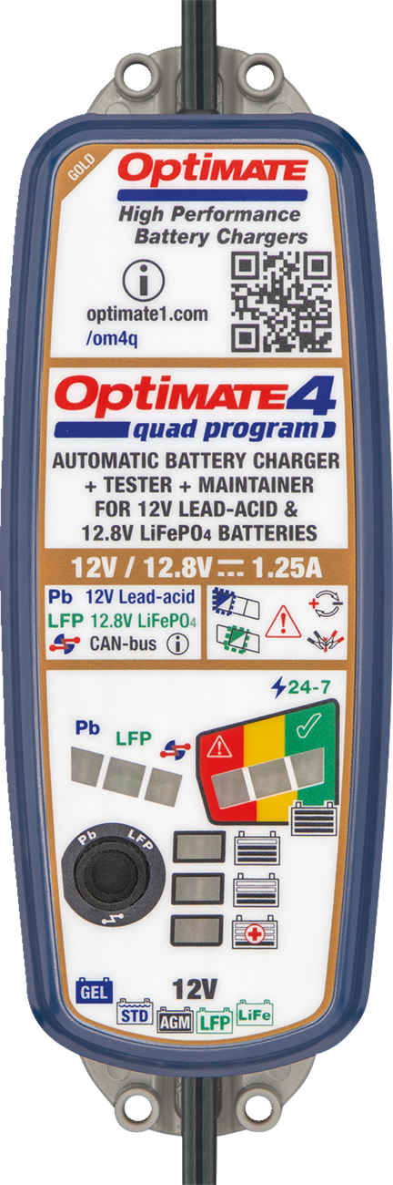 TECMATE Battery Charger/Maintainer - OptiMate* 4 - Quad Program - Premium TM631PR - Image 2